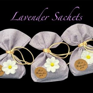 French Lavender Linen Sachets Set of 3 Sachets  (D)